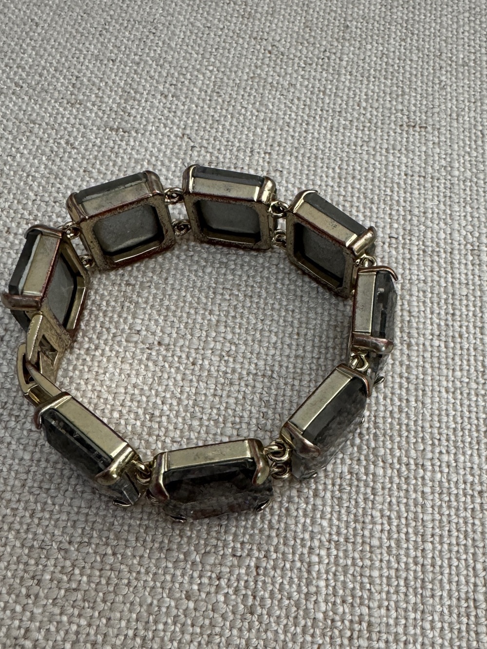 J. Crew Link Bracelet with Gray faceted glass stones.